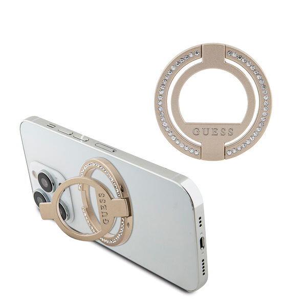 Guess Magsafe Ring Stand with Rhinestones Μοντέρνο Pop Holder για smartphone σε χρυσό χρώμα με στρας - Image 1