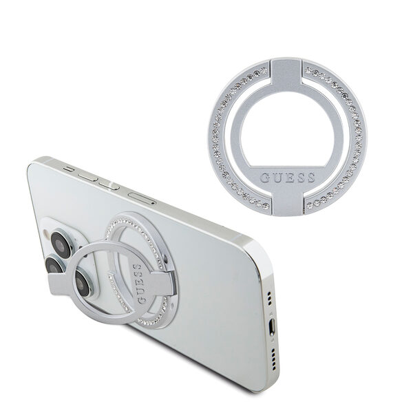 Guess Magsafe Ring Stand with Rhinestones Μοντέρνο Pop Holder για smartphone σε ασημί χρώμα με στρας - Image 1