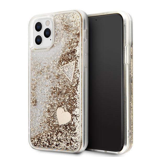 Guess “4G  Logo Collection” Θηκη Προστασιας – iPhone 11 Pro (Clear/Glitter Gold) - Image 1