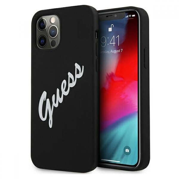 Guess "Vintage Script Logo Collection" Σκληρή Θήκη προστασίας από σιλικόνη – iPhone 12 Pro Max (Μαύρο/Λευκό) - Image 1