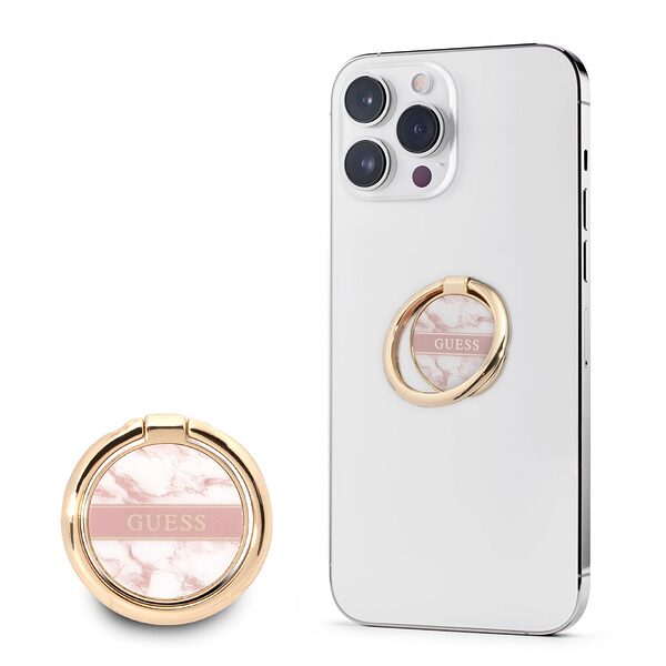 Guess 4G Ring Stand Μοντέρνο Pop Holder για smartphone σε ροζ/χρυσό/μάρμαρο - Image 1