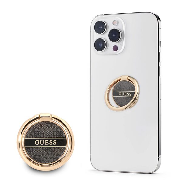 Guess 4G Ring Stand Μοντέρνο Pop Holder για smartphone σε μαύρο/καφέ/χρυσό - Image 1