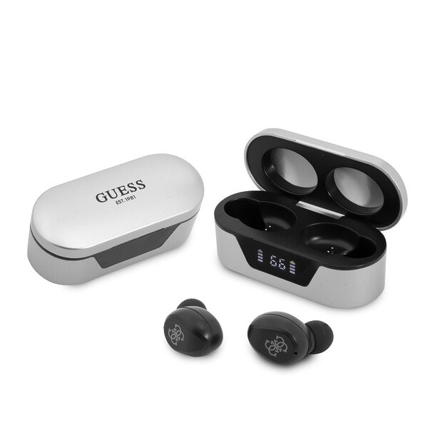 Guess Bluetooth Stereo Headset 5.0 True Wireless Ασύρματα Ακουστικά & θήκη φόρτισης (Silver - GUTWST31EG) - Image 1