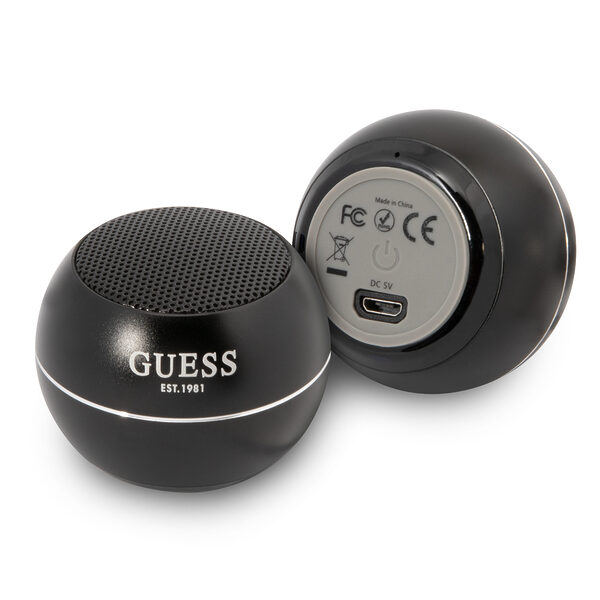 Guess Mini Φορητό Αλουμινένιο Ηχείο Bluetooth 3W με 4 ώρες αυτονομία (μαύρο) - Image 1