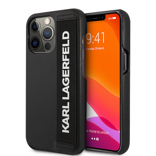 Karl Lagerfeld "Elastic Strap" Hard Case Θήκη προστασίας από σιλικόνη – iPhone 13 Pro (Black) - Image 1