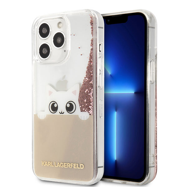 Karl Lagerfeld Liquid Glitter Case "Peek a Boo Cover" Θήκη προστασίας – iPhone 13 Pro Max (Clear/Glitter Pink) - Image 1