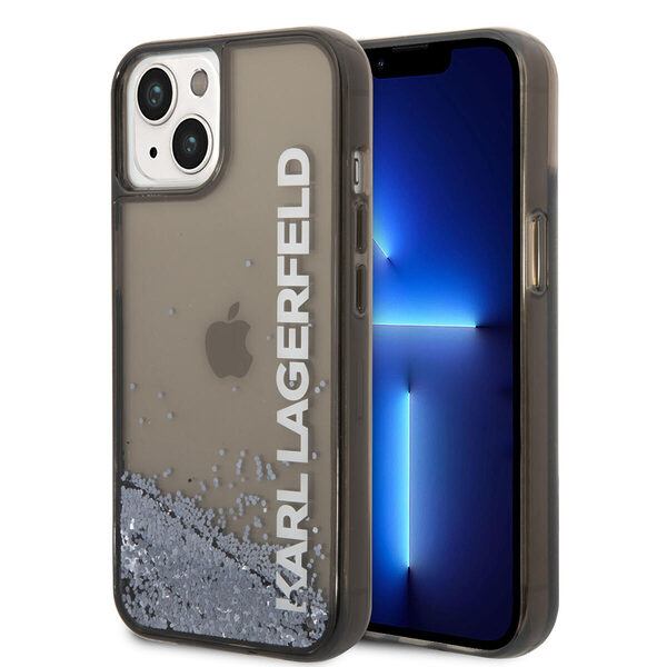 Karl Lagerfeld Liquid Glitter Translucent Case Elongated Logo Θήκη προστασίας – iPhone 14 Plus (Clear Black/Glitter) - Image 1