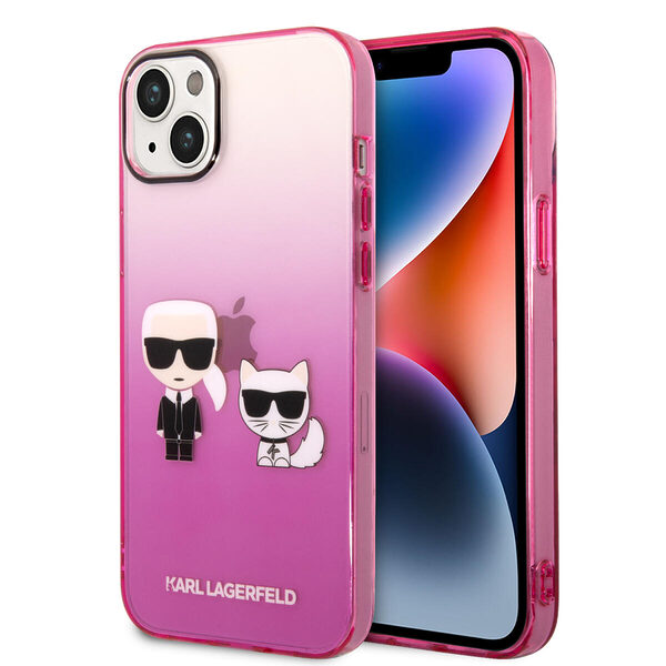 Karl Lagerfeld “Karl & Choupette” Back Cover Case Διάφανη Θήκη προστασίας από Liquid Silicone – iPhone 14 Plus (Pink) - Image 1