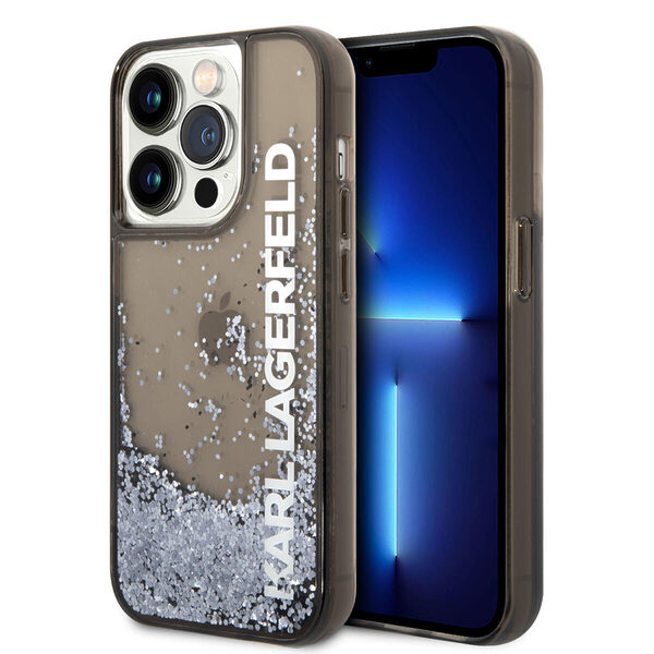 Karl Lagerfeld Liquid Glitter Translucent Case Elongated Logo Θήκη προστασίας – iPhone 14 Pro Max (Clear Black/Glitter) - Image 1