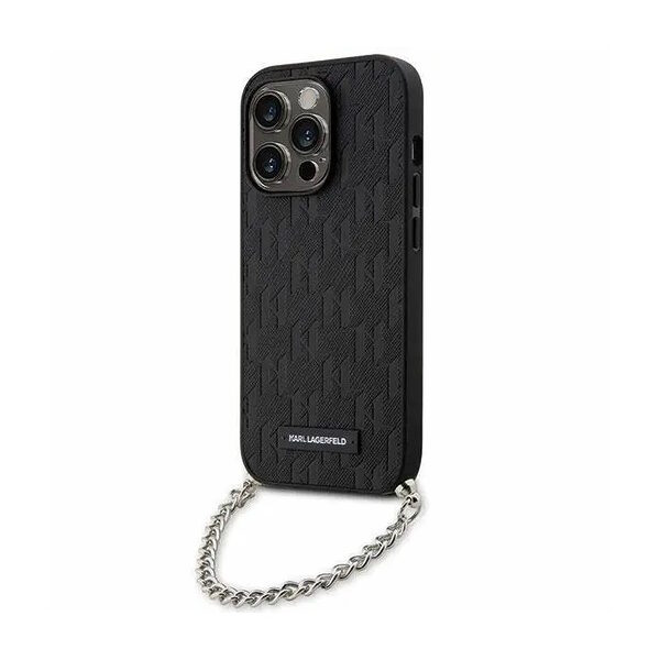 Karl Lagerfeld Saffiano Monogram Chain – Θήκη Προστασίας απο Σιλικόνη – iPhone 14 Pro Max (Black) - Image 1