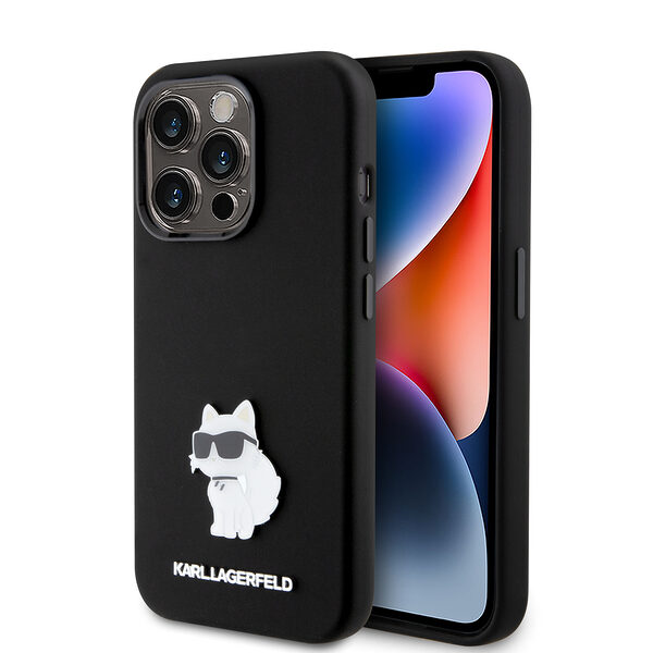 Karl Lagerfeld Choupette Metal Pin Hard Case Θήκη προστασίας από σιλικόνη  – iPhone 15 Pro (Black – KLHCP15LSMHCNPK) - Image 1