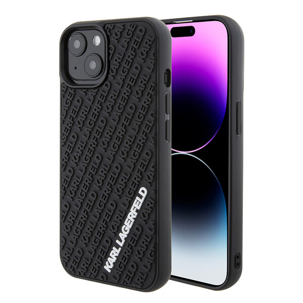Karl Lagerfeld “Karl 3D Logo Cover” Hard Case Θήκη προστασίας από σιλικόνη – iPhone 15 (Black – KLHCP15S3DMKRLK) - Image 1