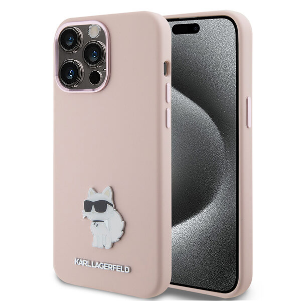 Karl Lagerfeld Choupette Metal Pin Hard Case Θήκη προστασίας από σιλικόνη  – iPhone 15 Pro Max (Pink – KLHCP15XSMHCNPP) - Image 1