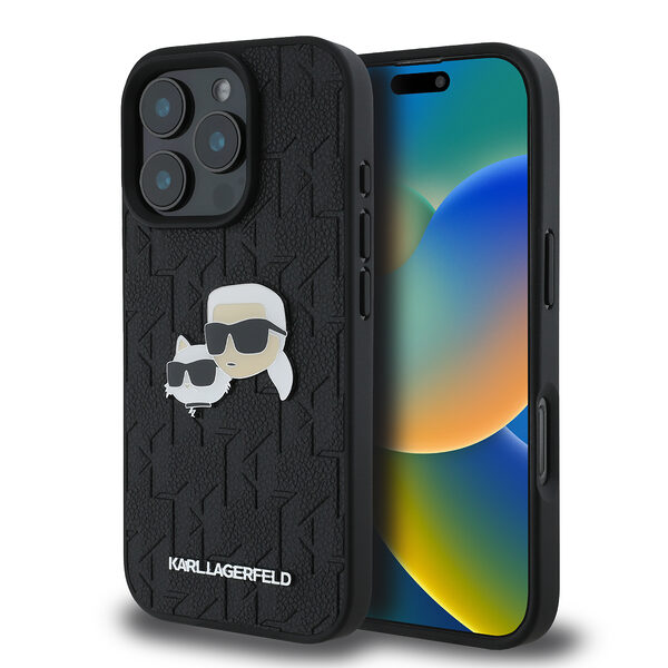 Karl Lagerfeld Monogram Ikonik Patch Saffiano Case Θήκη προστασίας από δερματίνη – iPhone 16 Pro (Μαύρο – KLHCP16LPGKLKCPK) - Image 1