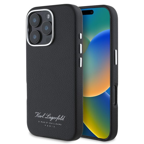 Karl Lagerfeld “Rue St.Guillaume Logo Collection” Θήκη προστασίας από σιλικόνη – iPhone 16 Pro (Μαύρο – KLHCP16LPGWCMKHK) - Image 1