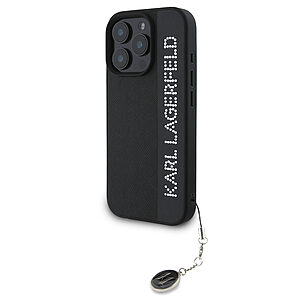Karl Lagerfeld “Rhinestones and Charm” Θήκη προστασίας από για iPhone 16 Pro με κρεμαστό στολίδι (Μαύρο – KLHCP16LPSAKDGCK)