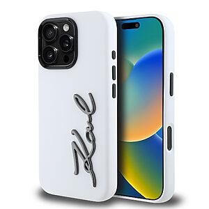 Karl Lagerfeld “Signature Metal Logo Collection” Hard Case Θήκη προστασίας από σιλικόνη – iPhone 16 Pro (Λευκό – KLHCP16LSCMSMVH)