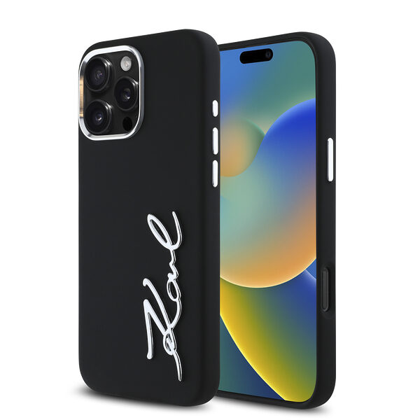Karl Lagerfeld “Signature Metal Logo Collection” Hard Case Θήκη προστασίας από σιλικόνη – iPhone 16 Pro (Μαύρο – KLHCP16LSCMSMVK) - Image 1
