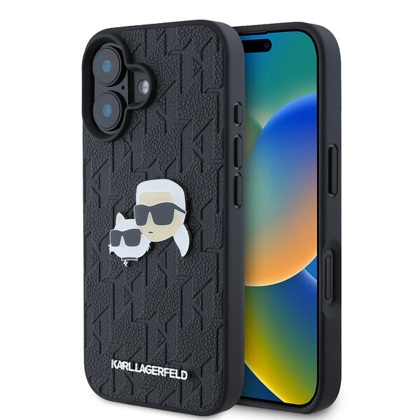 Karl Lagerfeld Monogram Ikonik Patch Saffiano Case Θήκη προστασίας από δερματίνη – iPhone 16 (Μαύρο – KLHCP16SPGKLKCPK) - Image 1