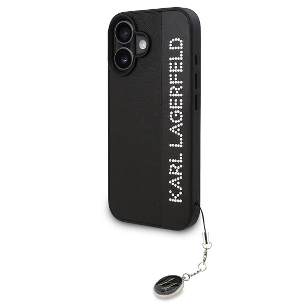 Karl Lagerfeld “Rhinestones and Charm” Θήκη προστασίας από για iPhone 16 με κρεμαστό στολίδι (Μαύρο – KLHCP16SPSAKDGCK) - Image 1