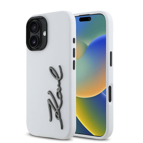 Karl Lagerfeld “Signature Metal Logo Collection” Hard Case Θήκη προστασίας από σιλικόνη – iPhone 16 (Λευκό – KLHCP16LSCMSMVH) - Image 1