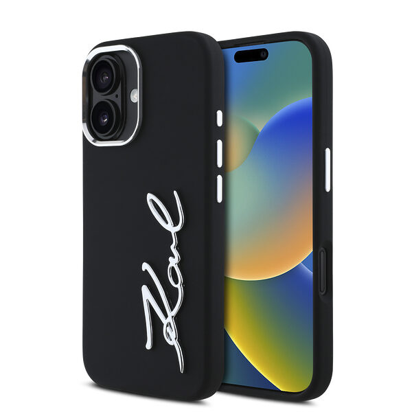 Karl Lagerfeld “Signature Metal Logo Collection” Hard Case Θήκη προστασίας από σιλικόνη – iPhone 16 (Μαύρο – KLHCP16SSCMSMVK) - Image 1