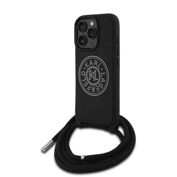 Karl Lagerfeld 3D Raised Round Logo Crossbody Case Θήκη προστασίας από σκληρό πλαστικό – iPhone 16 Pro Max (Μαύρο – KLHCP16X3DRKLCPCH) - Image 1