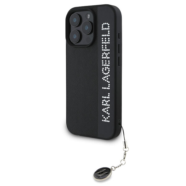 Karl Lagerfeld “Rhinestones and Charm” Θήκη προστασίας από για iPhone 16 Pro Max με κρεμαστό στολίδι (Μαύρο – KLHCP16XPSAKDGCK) - Image 1