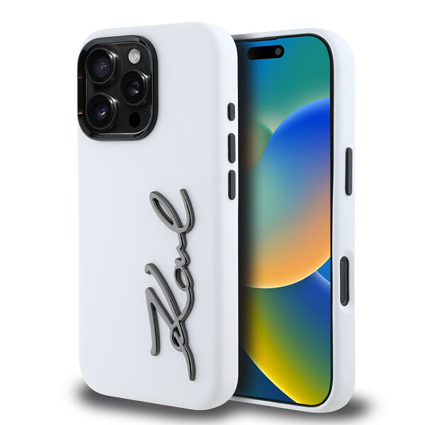 Karl Lagerfeld “Signature Metal Logo Collection” Hard Case Θήκη προστασίας από σιλικόνη – iPhone 16 Pro Max (Λευκό – KLHCP16XSCMSMVH) - Image 1
