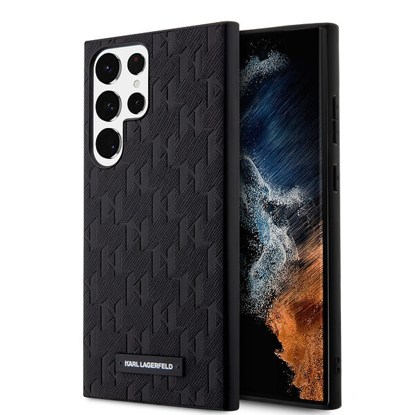 Karl Lagerfeld Monogram Ikonik Pin Saffiano Case Θήκη προστασίας από δερματίνη – Galaxy S23 Ultra (Black – KLHCS23LSAKLHPK) - Image 1