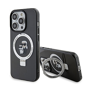 Karl Lagerfeld Magsafe Ringstand Case “Karl & Choupette’s Head” Θήκη προστασίας από σκληρό πλαστικό για iPhone 15 Pro (Black – KLHMP15LHMRSKCK)