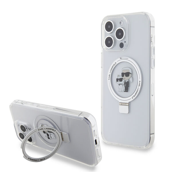 Karl Lagerfeld Magsafe Ringstand Case "Karl & Choupette's Head" Θήκη προστασίας από σκληρό πλαστικό για iPhone 15 Pro Max (Διάφανο – KLHMP15XHMRSKCH) - Image 1