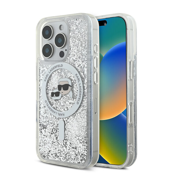 Karl Lagerfeld Magsafe Ringstand Liquid Glitter Hard Case Θήκη προστασίας από σκληρό πλαστικό – iPhone 16 Pro (Glitter Διάφανη – KLHMP16LLGKCSGH) - Image 1