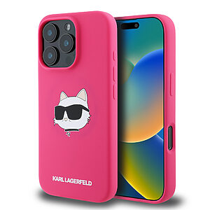 Karl Lagerfeld Magsafe Silicone Case "Choupette's Head" Θήκη προστασίας από σιλικόνη – iPhone 16 Pro (Fuchsia – KLHMP16LSCHPPLF)