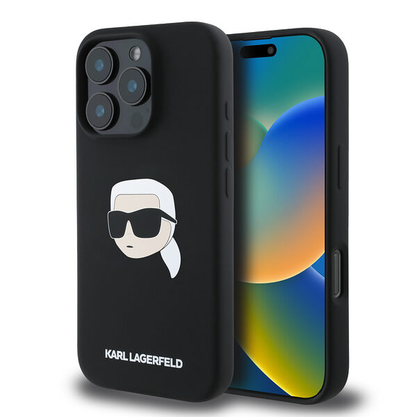 Karl Lagerfeld Magsafe Karl's Head Print Case Θήκη προστασίας από σιλικόνη – iPhone 16 Pro (Μαύρο – KLHMP16LSKHPPLK) - Image 1
