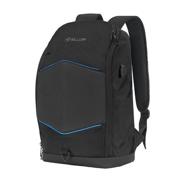 Tellur GlowPack Laptop Backpack Ευρύχωρο Backpack με LED λωρίδες φωτισμού και θήκη για laptop έως 15,6" – Black (TLL611282) - Image 1