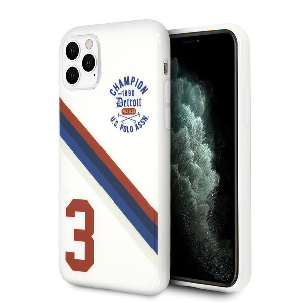 U.S. Polo Assn. “Detroit 3 Stripes Collection” Θήκη προστασίας από πολυκαρβονικό – iPhone 11 Pro (Λευκό – USHCN58PCDGS) - Image 1