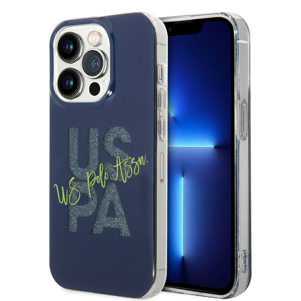 U.S. Polo Assn. Hard Case IML Glitter Script – Θήκη προστασίας από σιλικόνη iPhone 15 Pro (Navy – USHCP15LUGLV) - Image 1