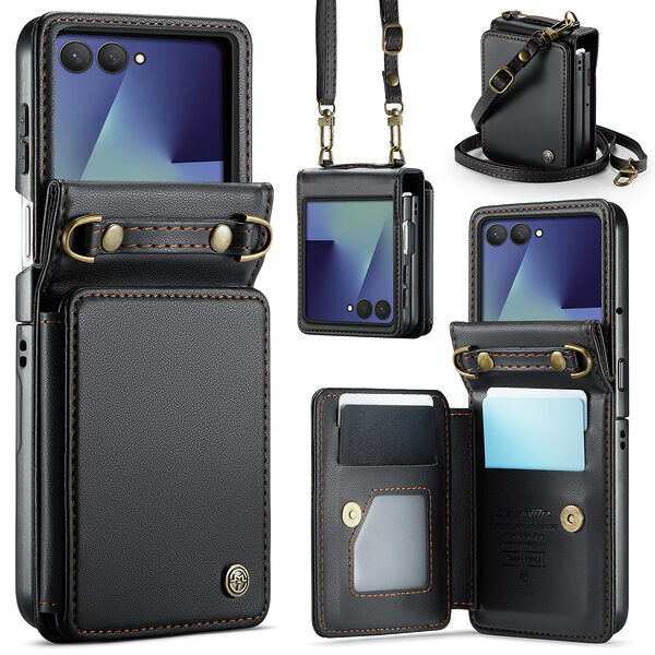 Θήκη Samsung Galaxy Z Flip7 5G CASEME C22 Series Πορτοφόλι με λουράκι