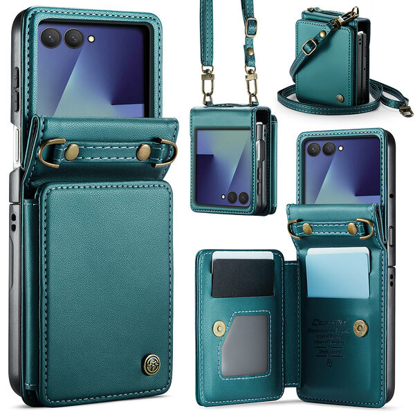 Θήκη Samsung Galaxy Z Flip7 5G CASEME C22 Series Πορτοφόλι με λουράκι