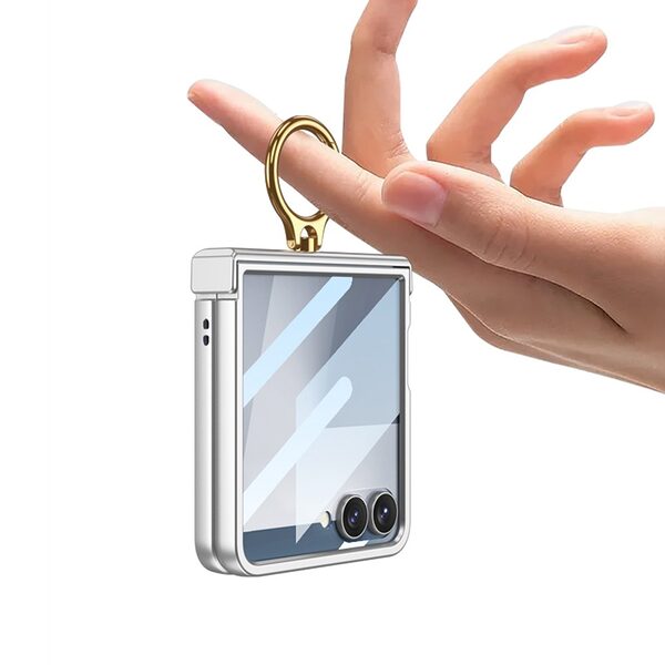 Θήκη Samsung Galaxy Z Flip7 5G GKK Προστατευτική Κατασκευή V2 από Σκληρό Υλικό με Μεταλλικό Δαχτυλίδι ροζ - Image 3
