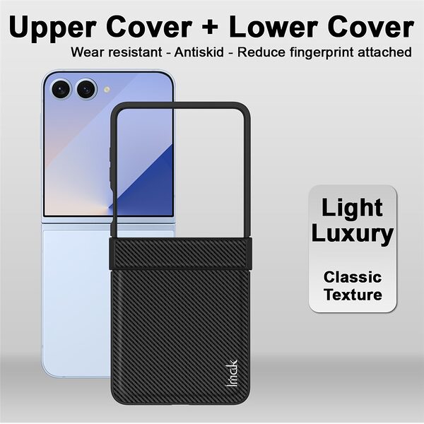 Θήκη Samsung Galaxy Z Flip7 5G IMAK Ruiyi Series με υφή Carbon Fiber από συνθετικό δέρμα και σκληρό πλαστικό μαύρο - Image 2