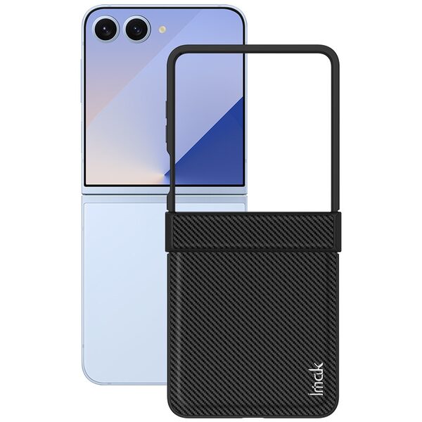 Θήκη Samsung Galaxy Z Flip7 5G IMAK Ruiyi Series με υφή Carbon Fiber από συνθετικό δέρμα και σκληρό πλαστικό μαύρο - Image 3