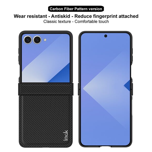 Θήκη Samsung Galaxy Z Flip7 5G IMAK Ruiyi Series με υφή Carbon Fiber από συνθετικό δέρμα και σκληρό πλαστικό μαύρο - Image 5