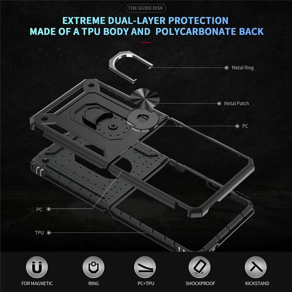 Θήκη Samsung Galaxy Z Flip7 5G Mad Mask Πλάτη Thin Armor με Μαγνητικό δαχτυλίδι και Βάση στήριξης TPU μαύρο - Image 3