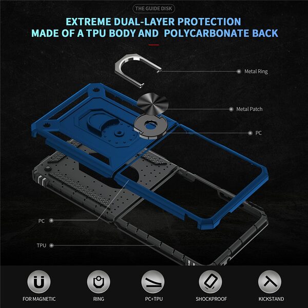 Θήκη Samsung Galaxy Z Flip7 5G Mad Mask Πλάτη Thin Armor με Μαγνητικό δαχτυλίδι και Βάση στήριξης TPU μπλε - Image 3