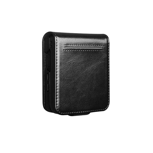 Θήκη Samsung Galaxy Z Flip7 5G QIALINO book v3 με μαγνητικό κούμπωμα από Premium αυθεντικό δέρμα Genuine Cowhide μαύρο - Image 3