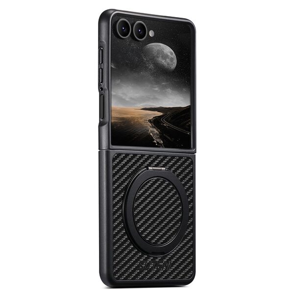 Θήκη Samsung Galaxy Z Flip7 5G SUTENI Magnetic Series με Rotating Kickstand ring για βάση στήριξης, συμβατό με MagSafe φορτιστή Πλάτη TPU μαύρο - Image 3