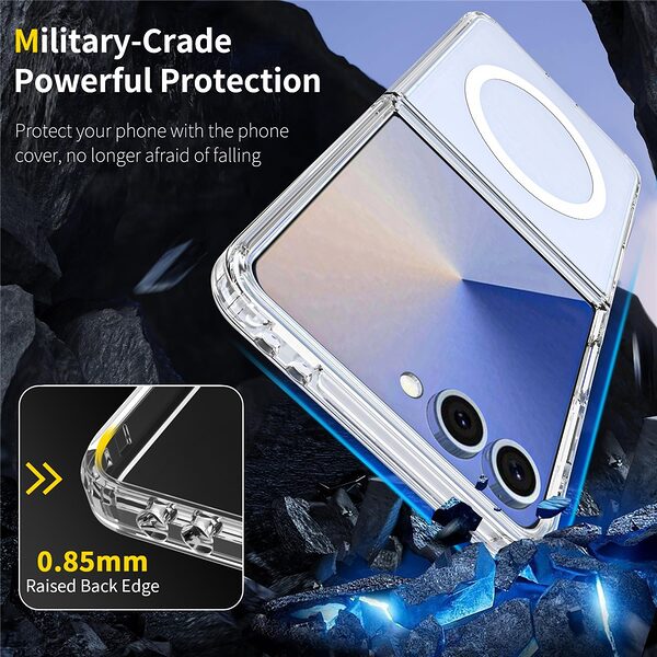 Θήκη Samsung Galaxy Z Flip7 5G OEM Clear Style Shockproof V3 συμβατό με MagSafe φορτιστή Transparent Πλάτη TPU - Image 4