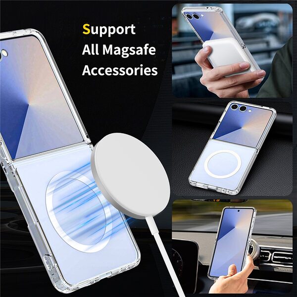 Θήκη Samsung Galaxy Z Flip7 5G OEM Clear Style Shockproof V3 συμβατό με MagSafe φορτιστή Transparent Πλάτη TPU - Image 5